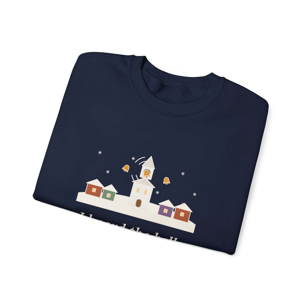 I Heard the Bells on Christmas Day Sweatshirt, Christmas Longfellow Quote Crewneck with Village Bell Tower