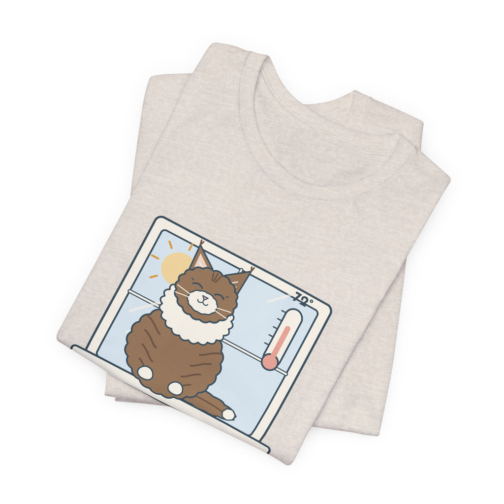 Norwegian Forest Cat T-Shirt - Wears a Winter Coat to the Windowsill Fluffy Cat Tee