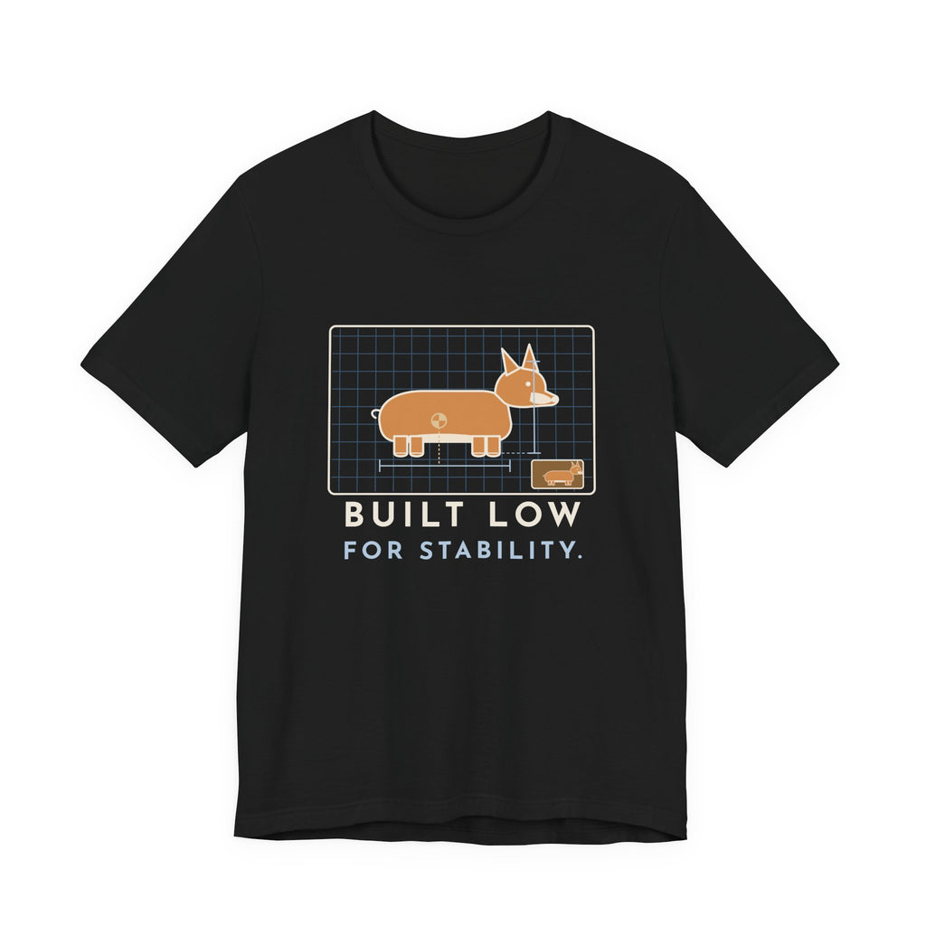 Corgi T-Shirt - Built Low for Stability Corgi Owner Blueprint Tee