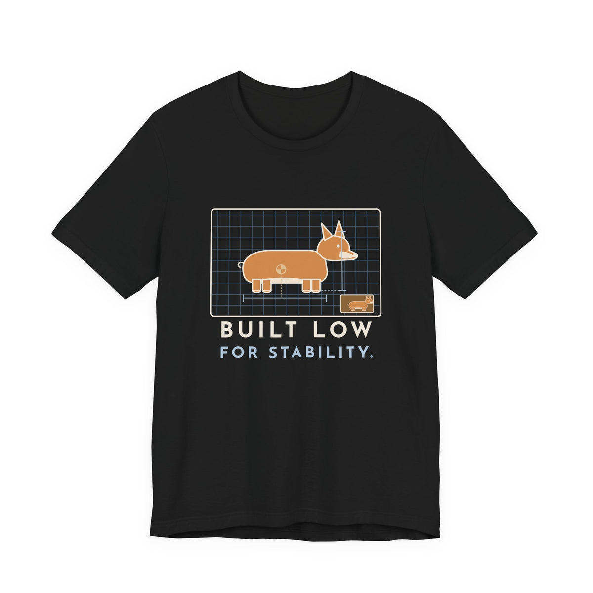 Corgi T-Shirt - Built Low for Stability Corgi Owner Blueprint Tee