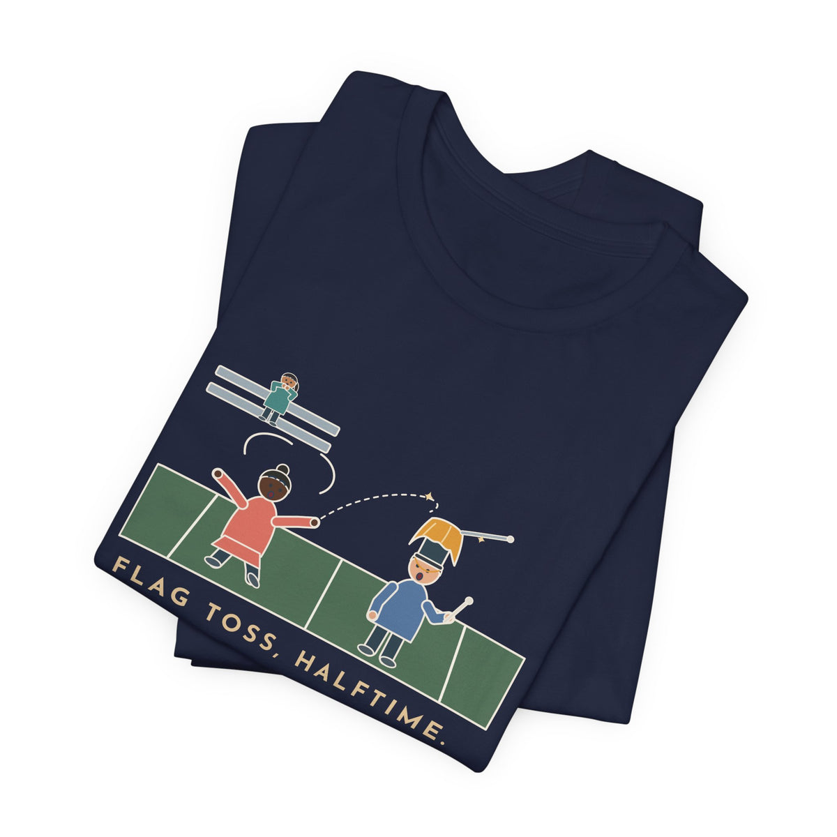 Color Guard Coach T-Shirt - Flag Toss at Halftime Landed on the Drum Major's Hat