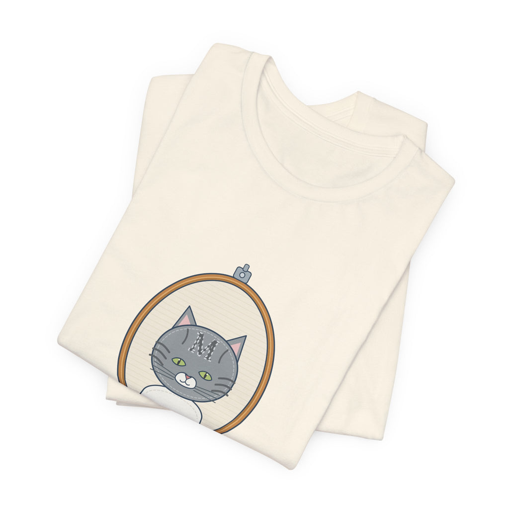 Gray Tabby Cat T-Shirt - Forehead M Initial, Nature's Own Letter Tabby Cat Lover Tee