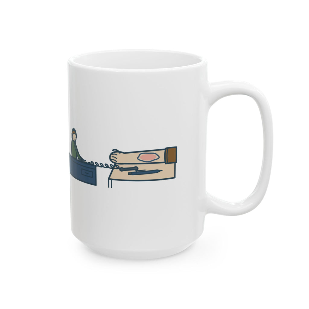 Large 15oz Telephone Triage Nurse Mug - Advice Line Pen and Phone Cord Design