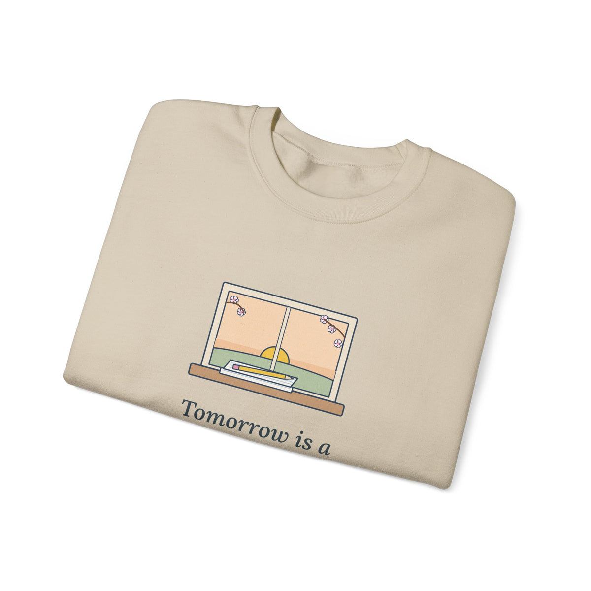 Tomorrow Is a New Day with No Mistakes in It Yet Sweatshirt, Encouragement Montgomery Quote Crewneck with Dawn Windowsill