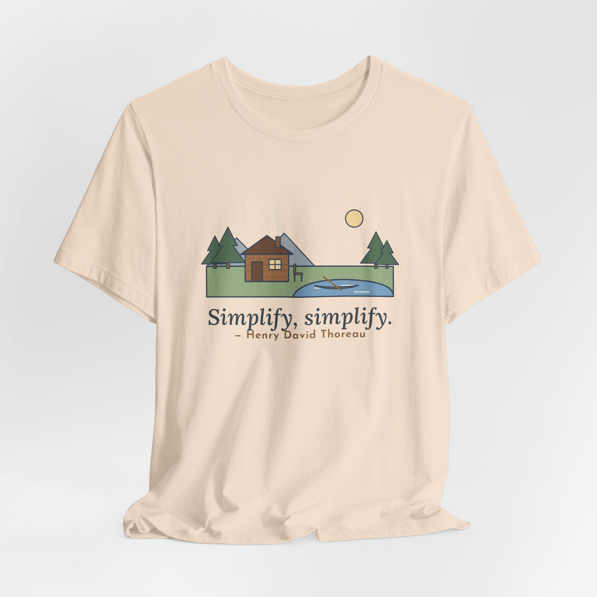 Thoreau Nature Quote T-Shirt, Simplify, Simplify, Minimalist One-Room Cabin Tee