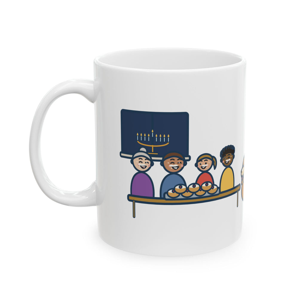 Hanukkah Mug, One Tray of Jelly Doughnuts, Powdered Sugar on Every Face, the Dog's Too, Funny Coffee Mug 11oz
