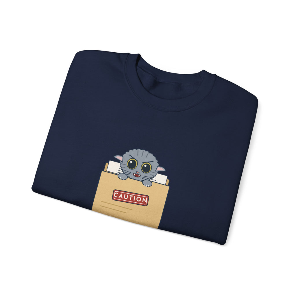 Veterinary Technician Crewneck Sweatshirt - The Chart Says CAUTION. The Cat Agrees.