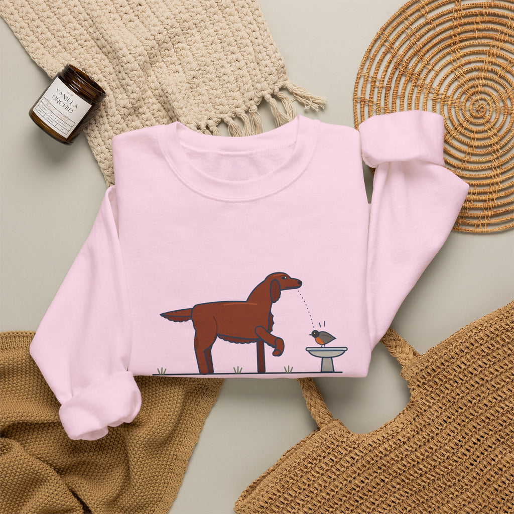 Irish Setter Crewneck Sweatshirt - One Paw Up, Frozen, A Robin Landed Dog Lover Gift