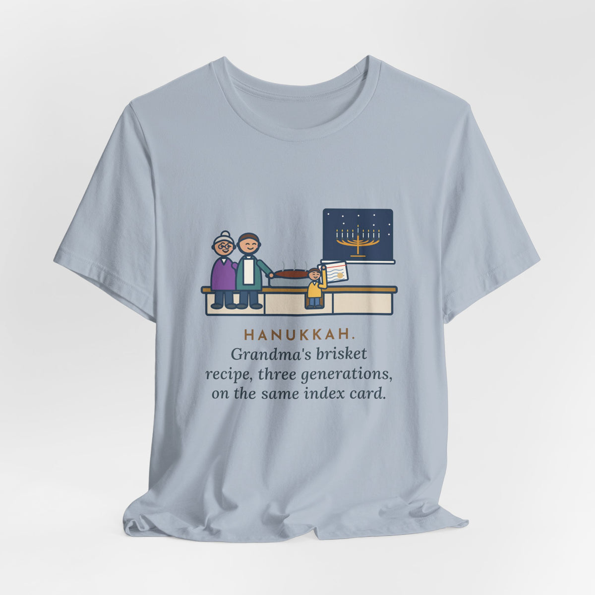 Funny Hanukkah Brisket T-Shirt, Grandma's Recipe, Three Generations, the Same Index Card, Recipe Card Tee