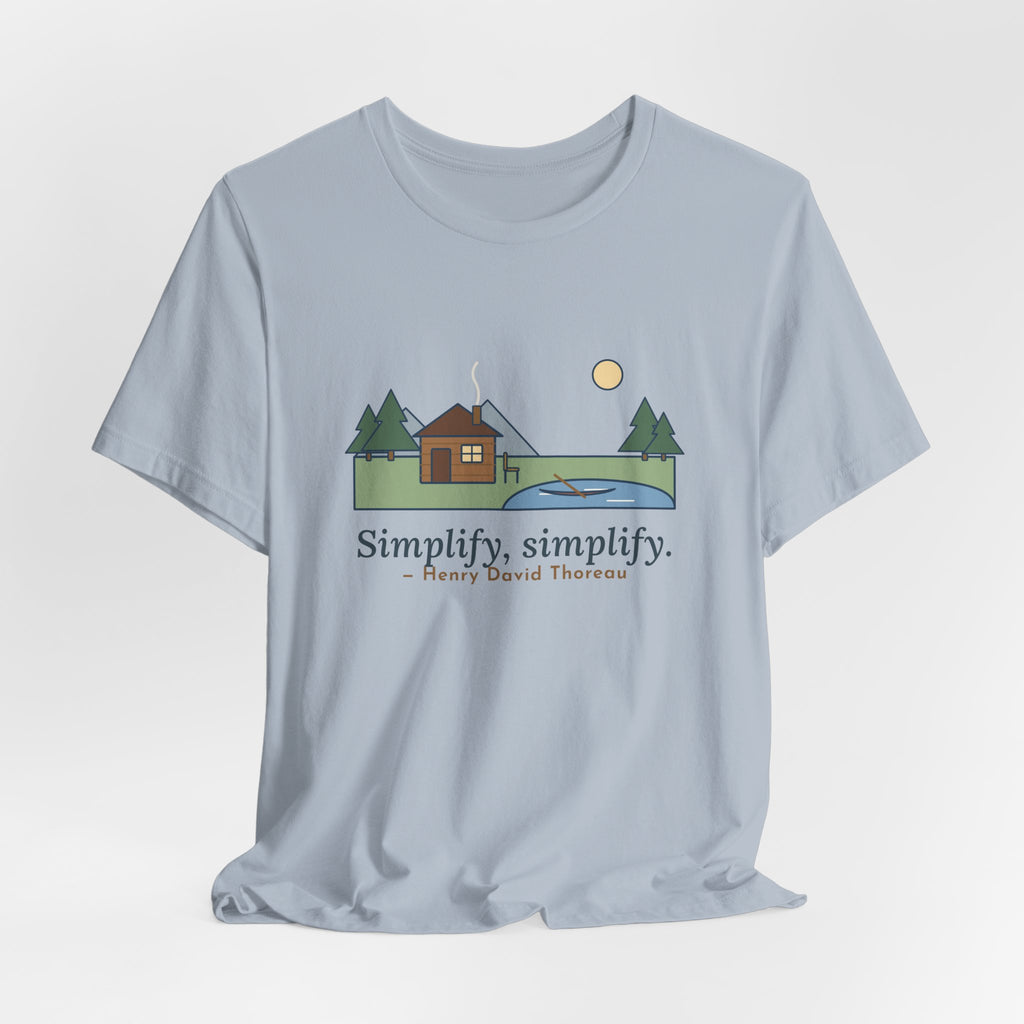 Thoreau Nature Quote T-Shirt, Simplify, Simplify, Minimalist One-Room Cabin Tee