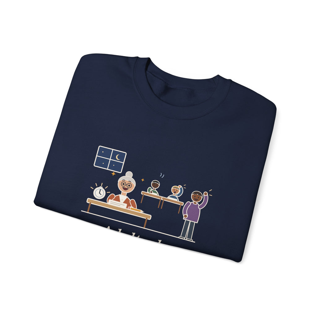 Adult Education Teacher Crewneck Sweatshirt - Grandma Finished the Math Section First