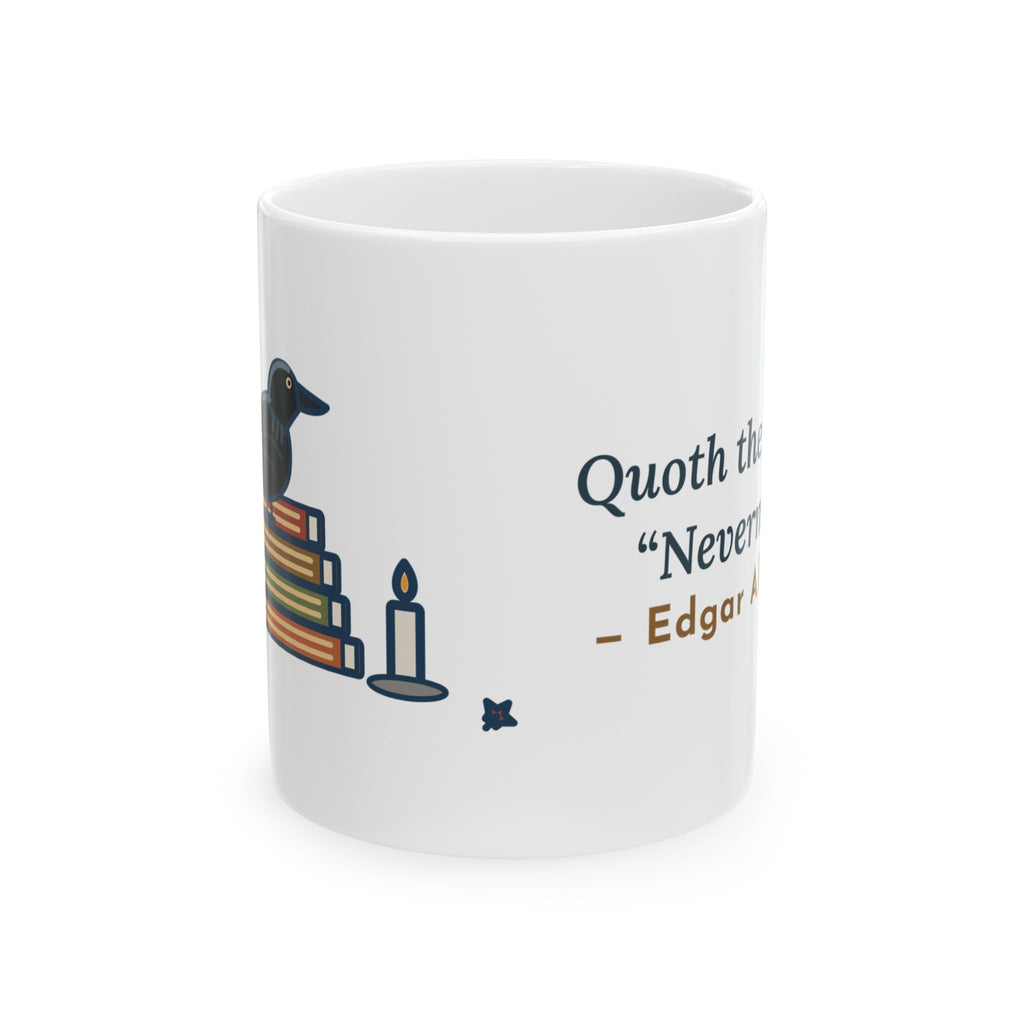Poe Literary Quote Mug, Quoth the Raven, Gothic Raven on Books Coffee Mug 11oz