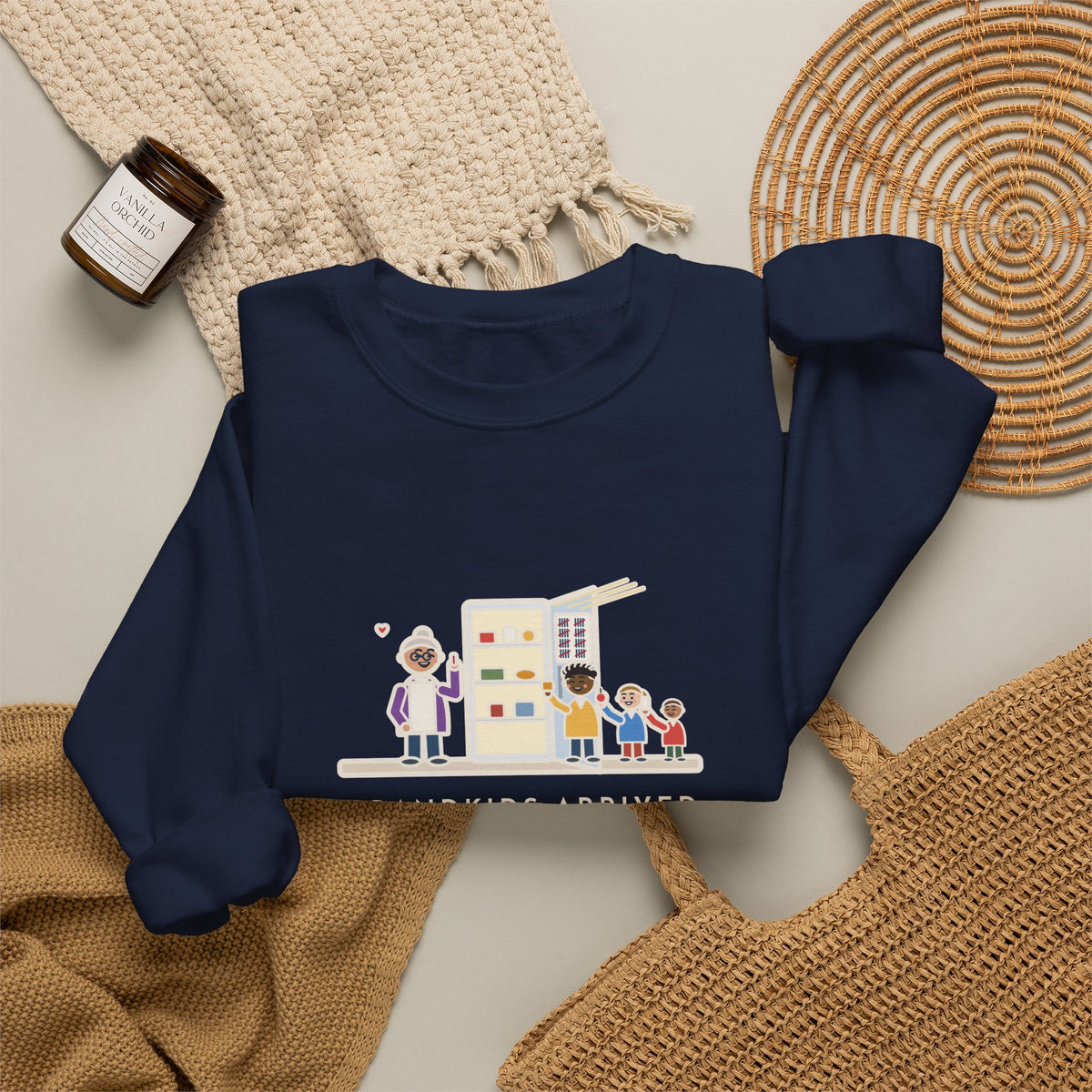 Grandkids at Christmas Sweatshirt, Arrived for the Holiday, The Fridge Door Opened Forty Times in the First Hour