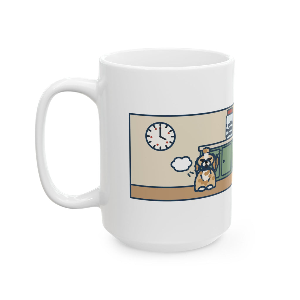 Sits by the Treat Jar and Sighs Loudly Every Eleven Minutes 15oz Mug, Large Funny Shih-Poo Coffee Mug
