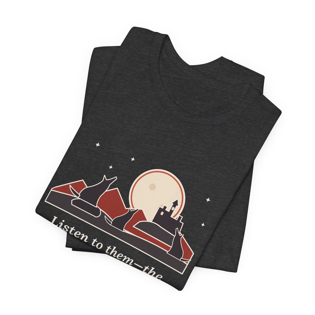 Bram Stoker Quote T-Shirt, The Children of the Night, Gothic Wolves and Red Moon Tee