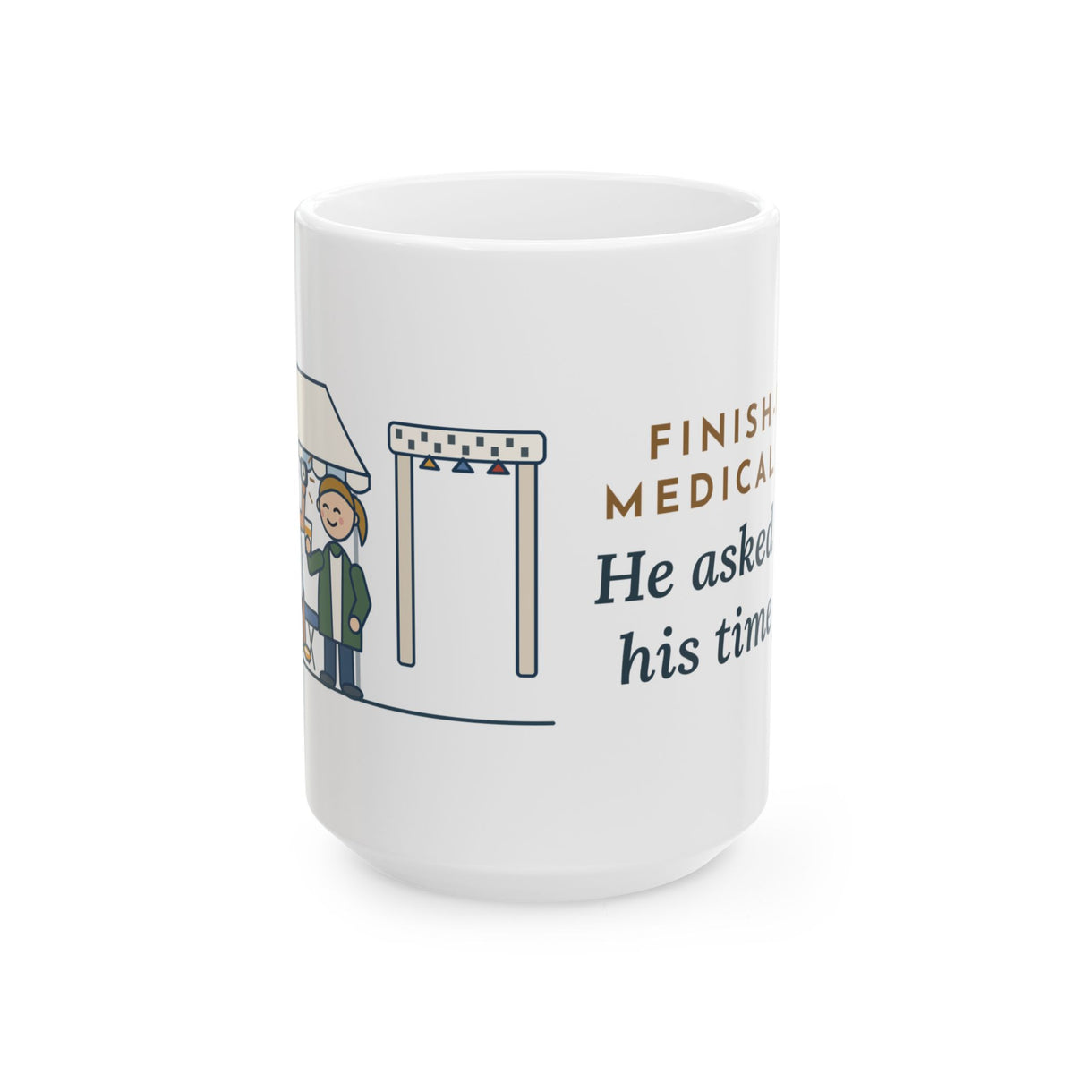 Large 15oz Marathon Medical Tent Nurse Mug - Runner Checks His Watch Race Day Nurse Gift