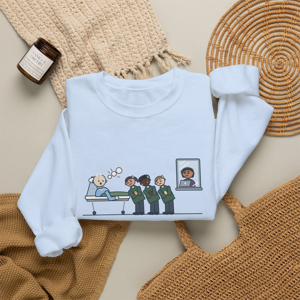 Simulation Lab Nurse Educator Crewneck Sweatshirt - Programmed the Mannequin to Cough
