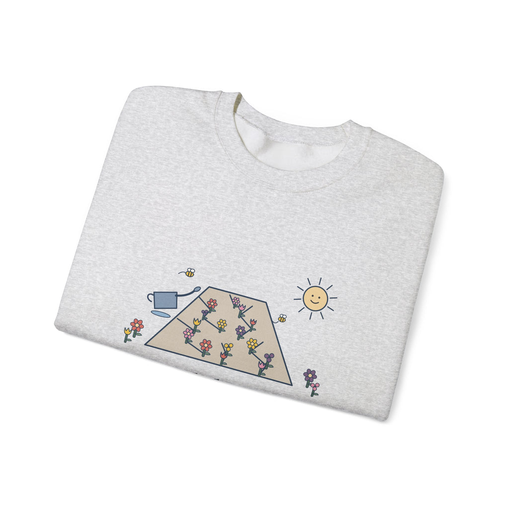 Earth Laughs in Flowers Sweatshirt, Garden Emerson Quote Crewneck with Wildflower Path