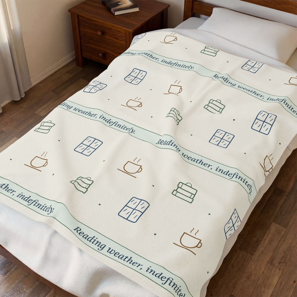 Book Lover Blanket - Reading Weather, Indefinitely Velveteen Plush Throw for Readers