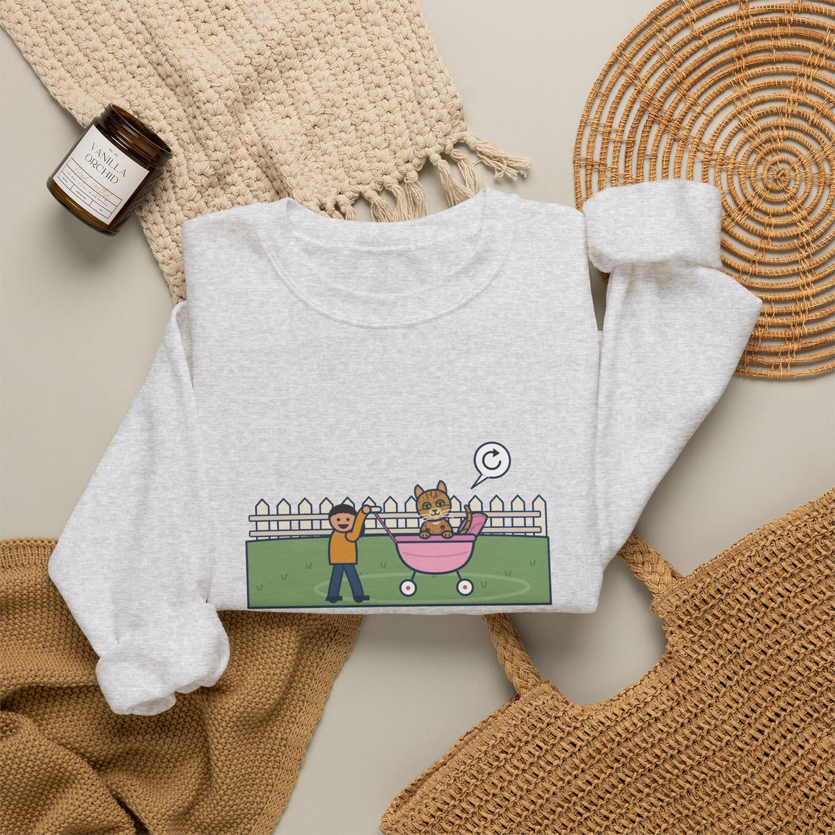 Australian Mist Cat Crewneck Sweatshirt - Rode Around the Yard in the Doll Stroller