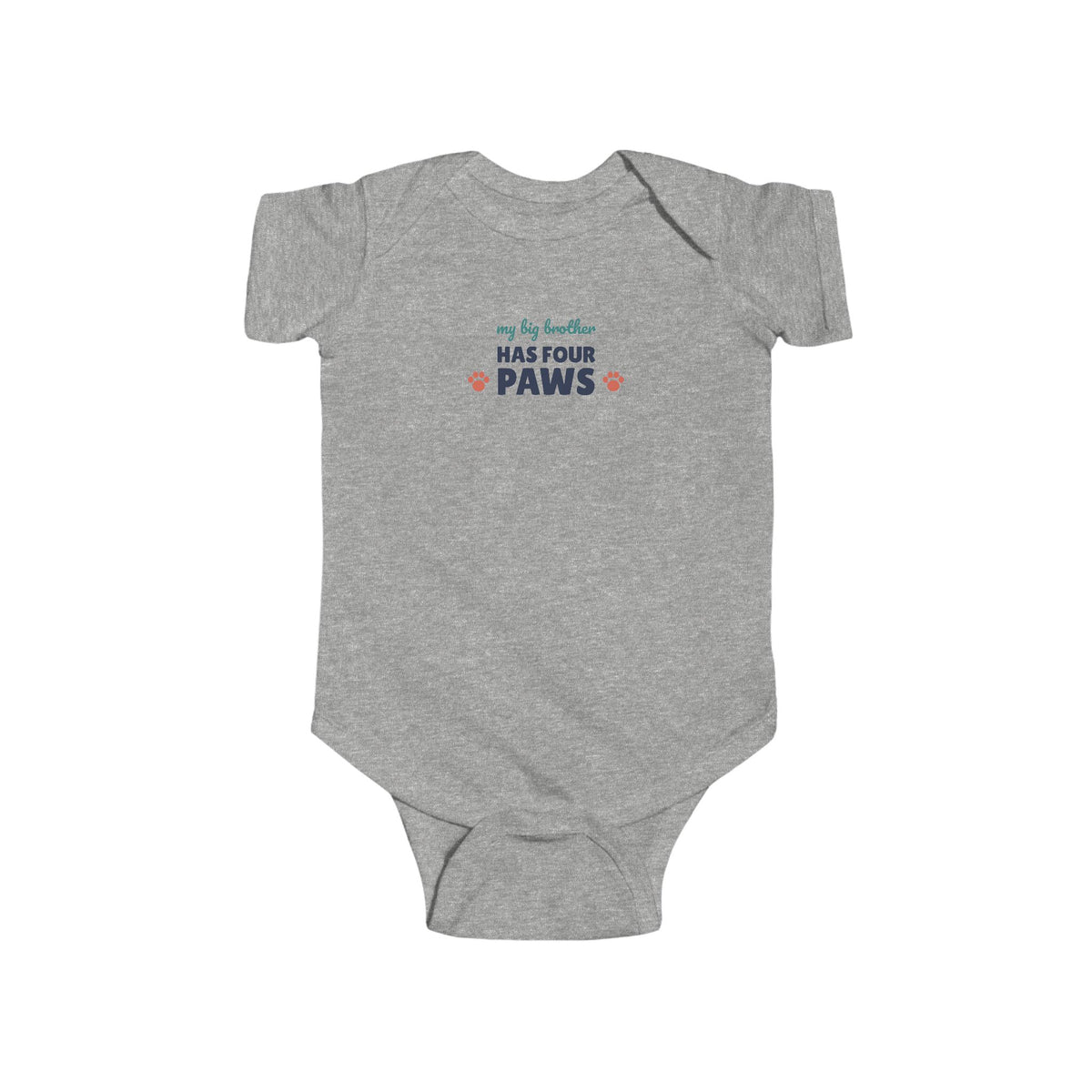 My Big Brother Has Four Paws Baby Bodysuit, Dog Lover Newborn Outfit