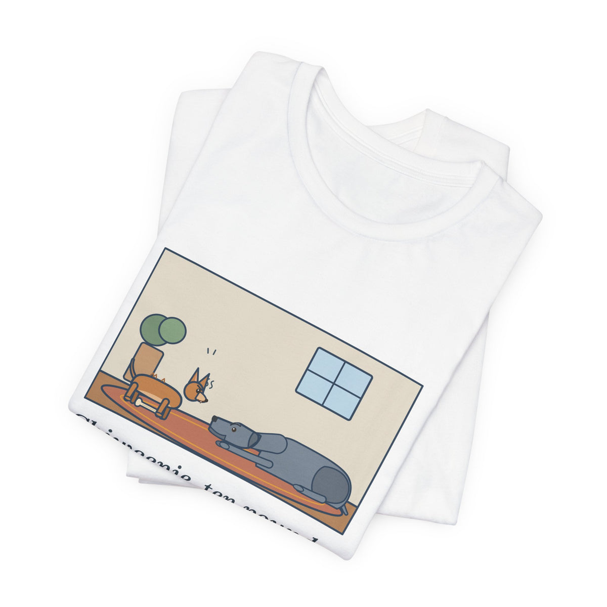 Funny Chiweenie T-Shirt, Ten Pounds, Guarded His Chew from a Great Dane, Living Room Standoff Tee