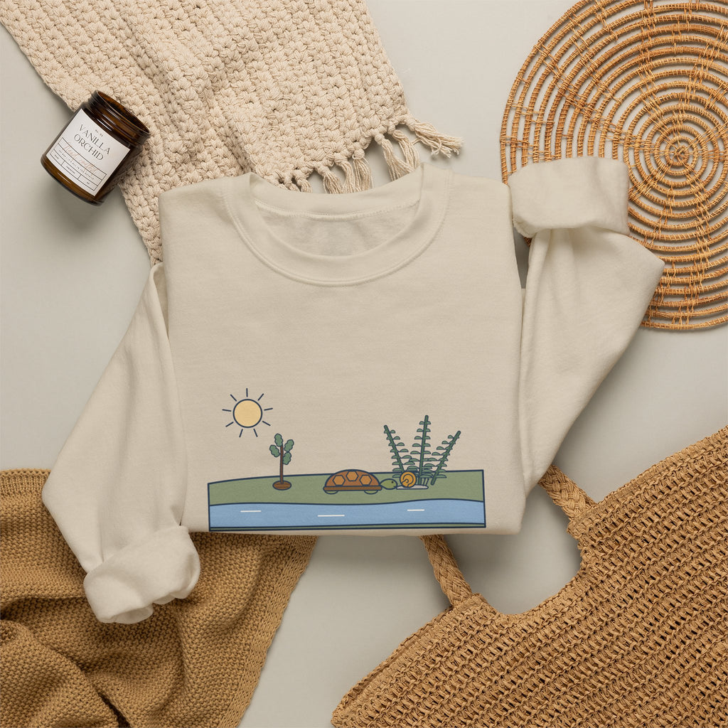 Adopt the Pace of Nature, Her Secret Is Patience Sweatshirt, Nature Emerson Quote Crewneck with Tortoise and Snail