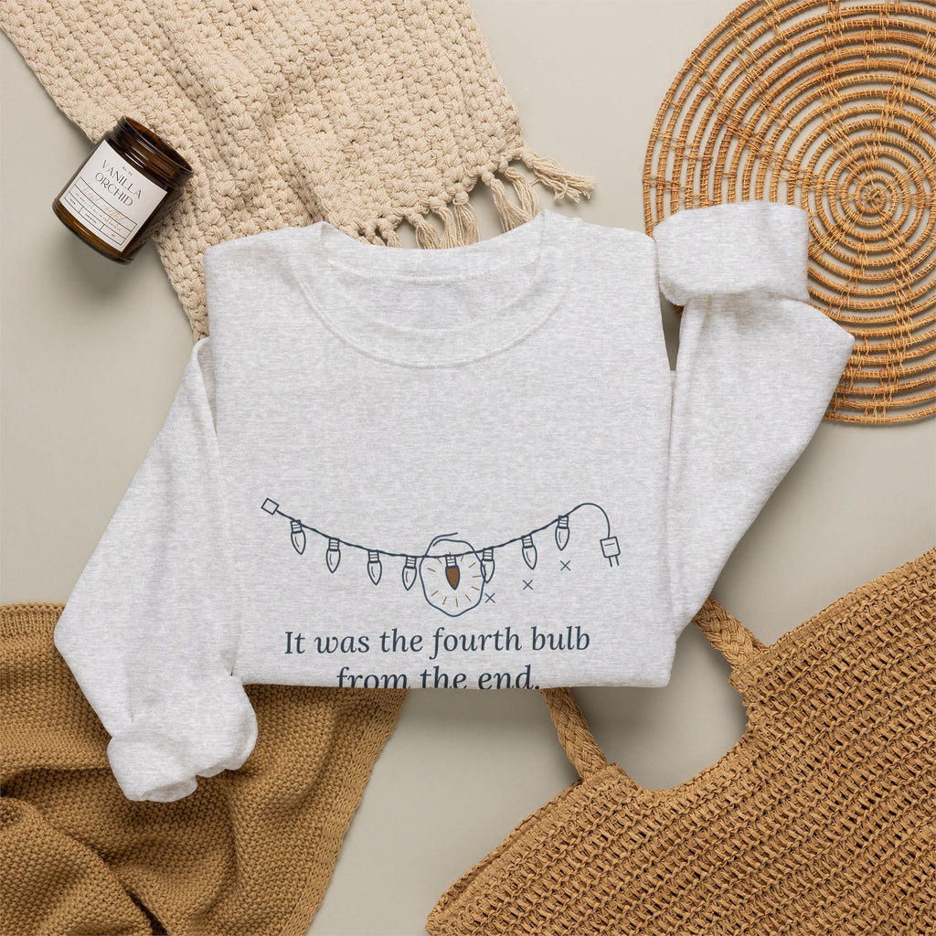 Funny Christmas Lights Crewneck Sweatshirt - It Was the Fourth Bulb From the End