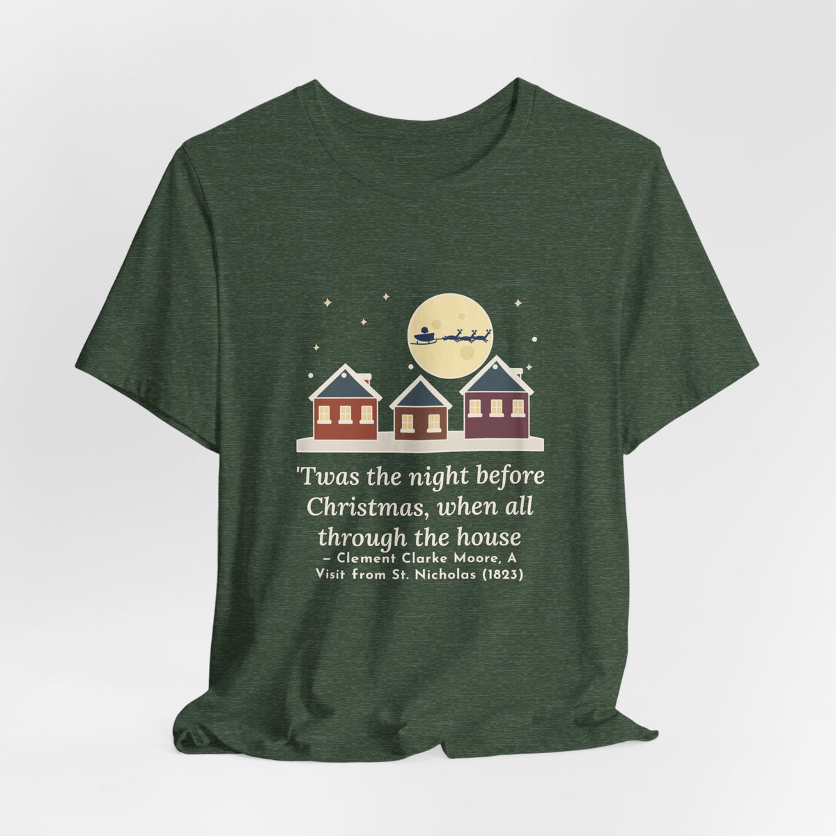 Moore Quote T-Shirt, Twas the Night Before Christmas, Christmas Moonlit 1820s Town Tee