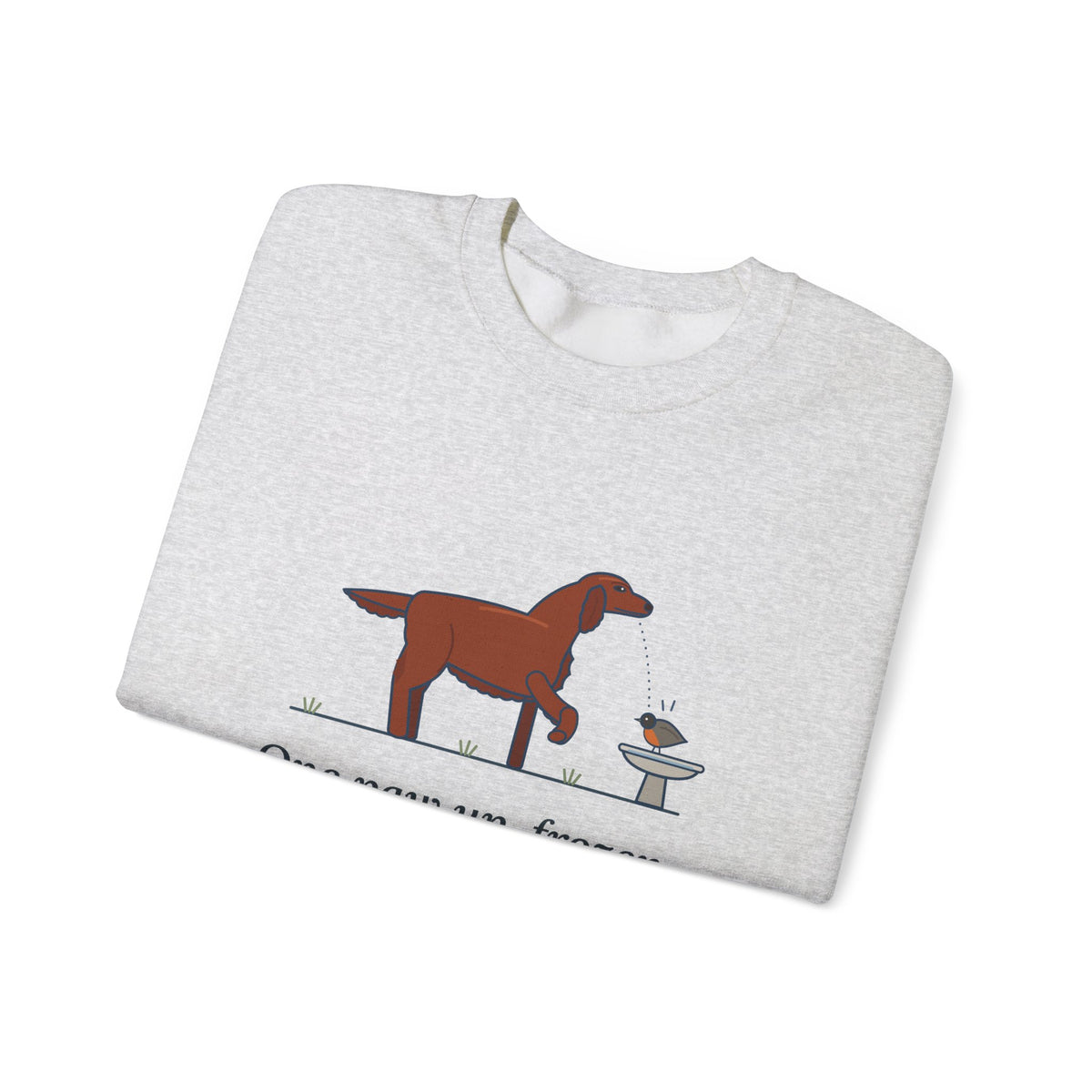 Irish Setter Crewneck Sweatshirt - One Paw Up, Frozen, A Robin Landed Dog Lover Gift