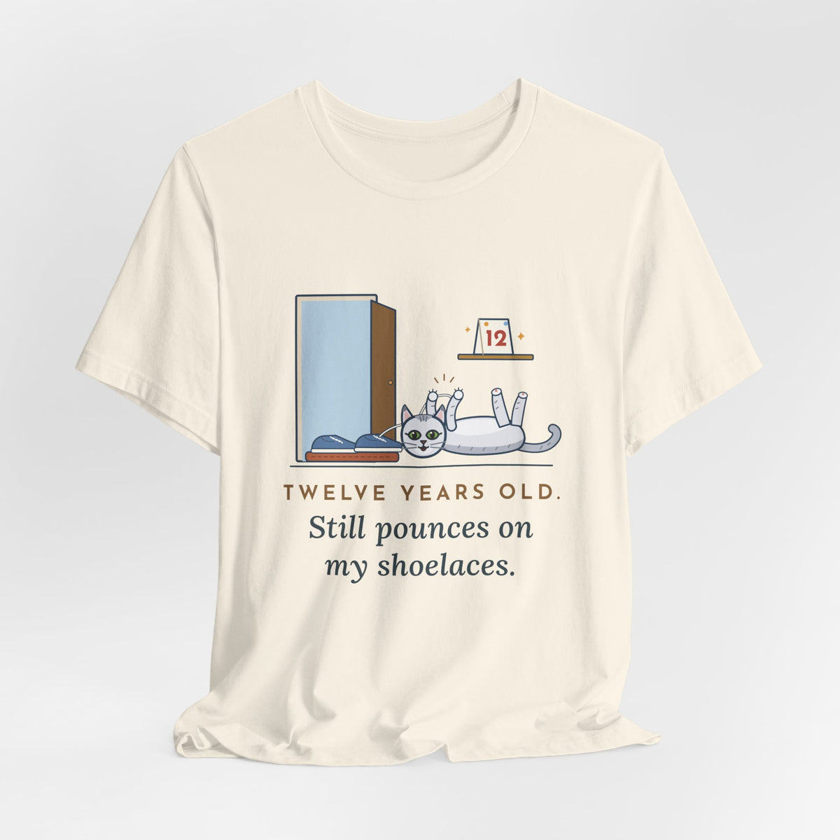Burmilla Cat T-Shirt - Twelve Years Old, Still Pounces on My Shoelaces Senior Cat Lover Tee