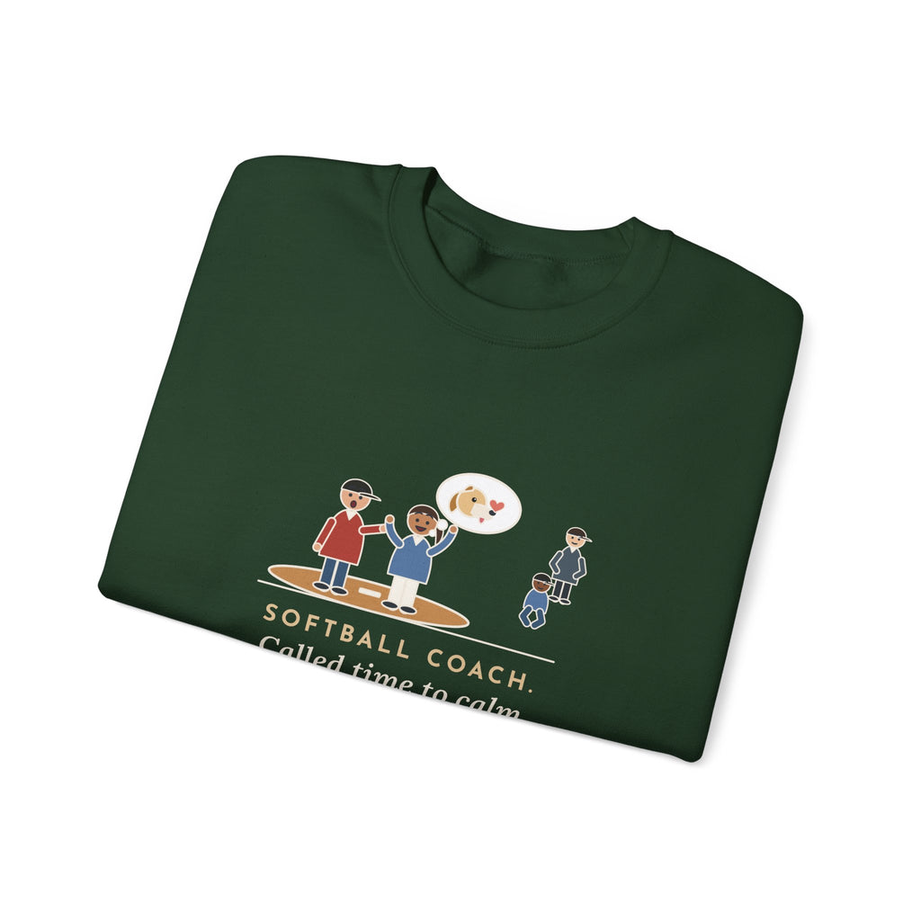 Softball Coach Sweatshirt, Called Time for a Mound Visit, Heard All About Her New Puppy, Funny Mound Visit Crewneck