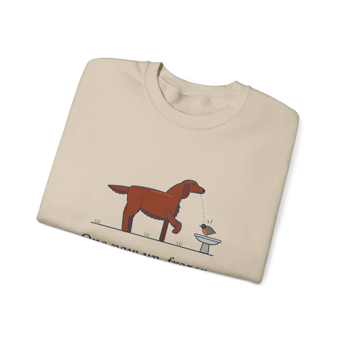 Irish Setter Crewneck Sweatshirt - One Paw Up, Frozen, A Robin Landed Dog Lover Gift