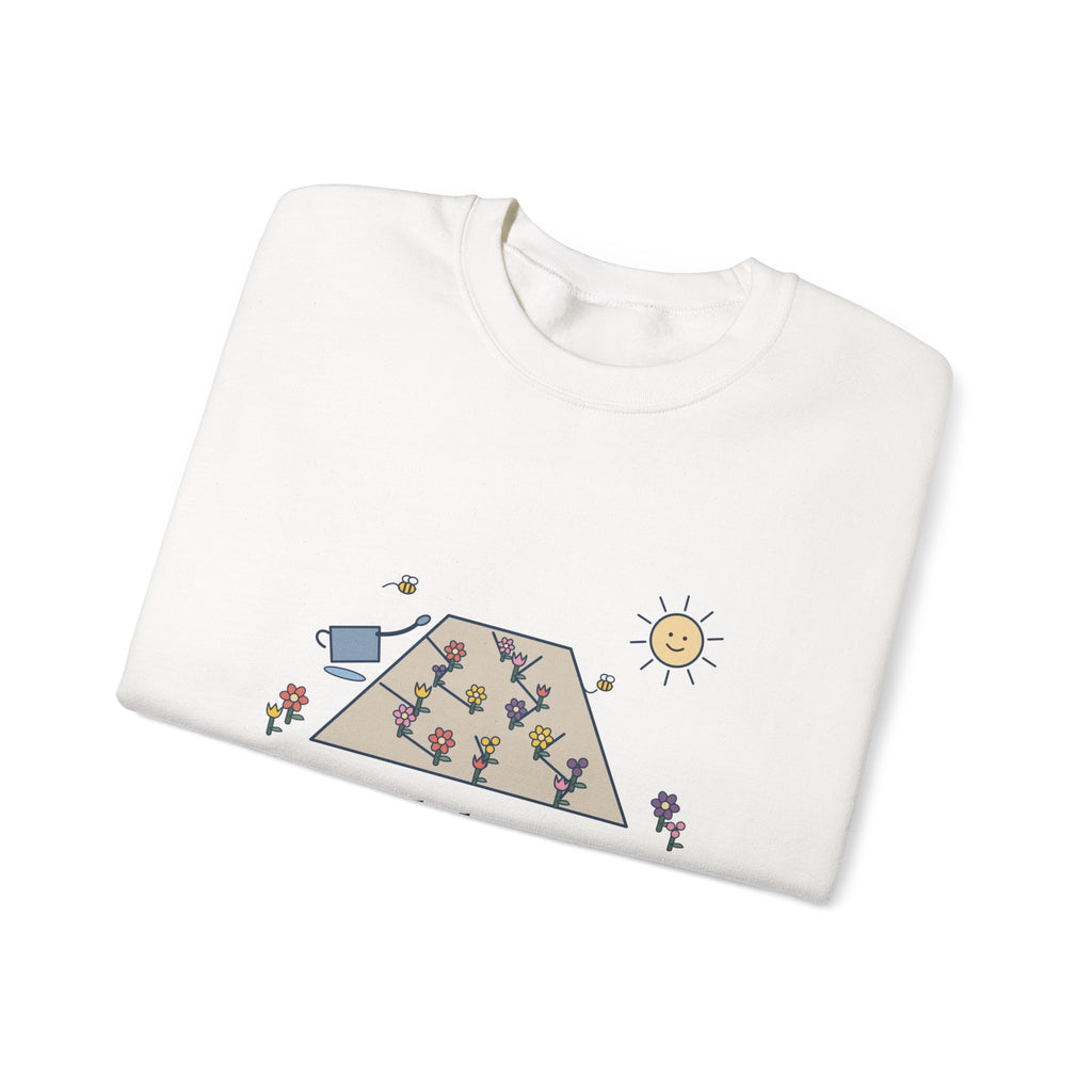 Earth Laughs in Flowers Sweatshirt, Garden Emerson Quote Crewneck with Wildflower Path