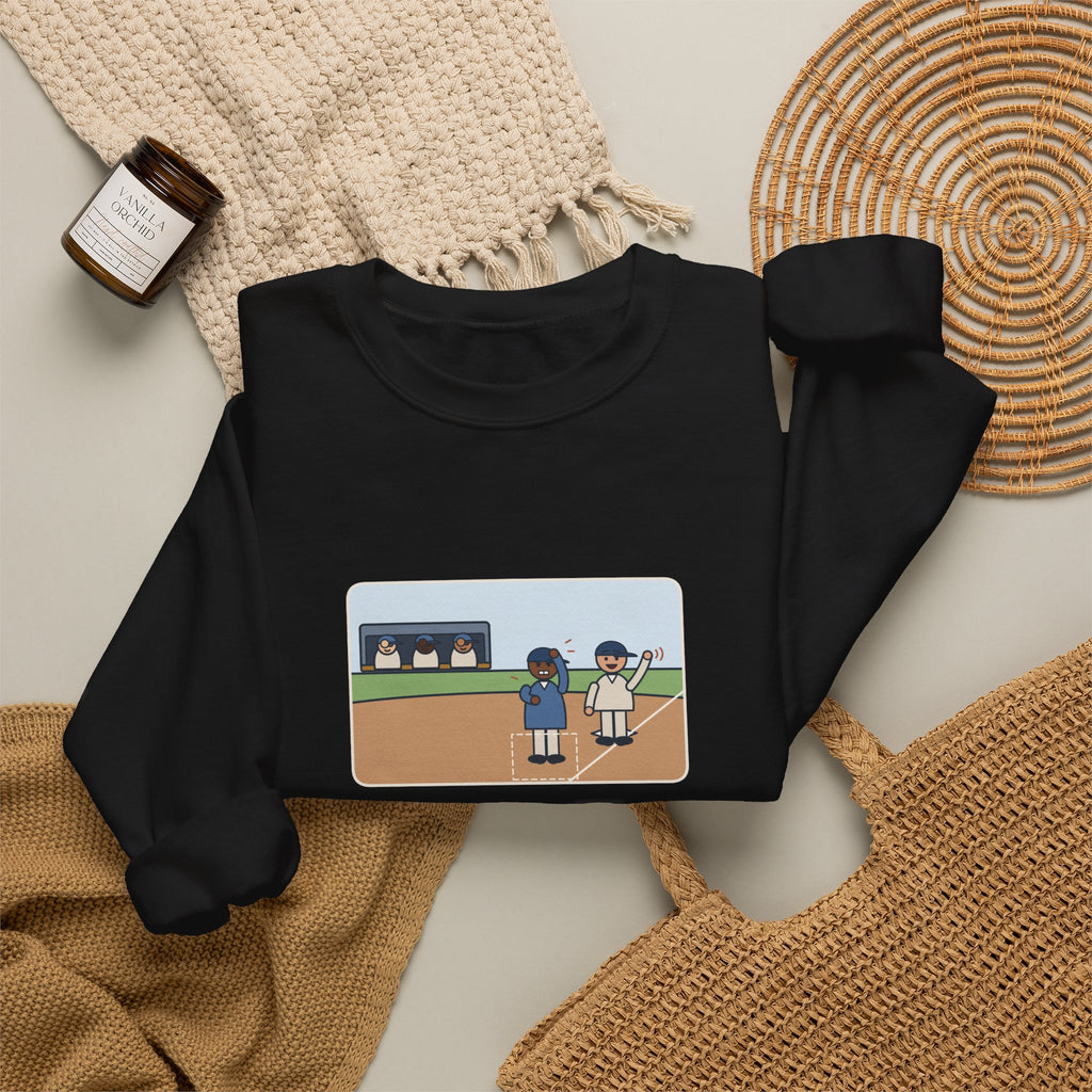 Baseball Coach Sweatshirt, Flashed Fourteen Signs to Third Base, The Runner Waved Back, Funny Third Base Box Crewneck