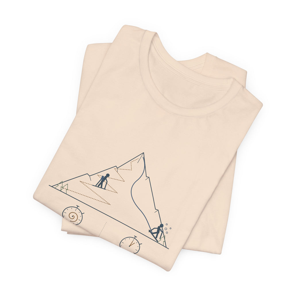 Ski Touring T-Shirt - Ninety Minutes Up. Four Minutes Down. Funny Backcountry Ski Tee