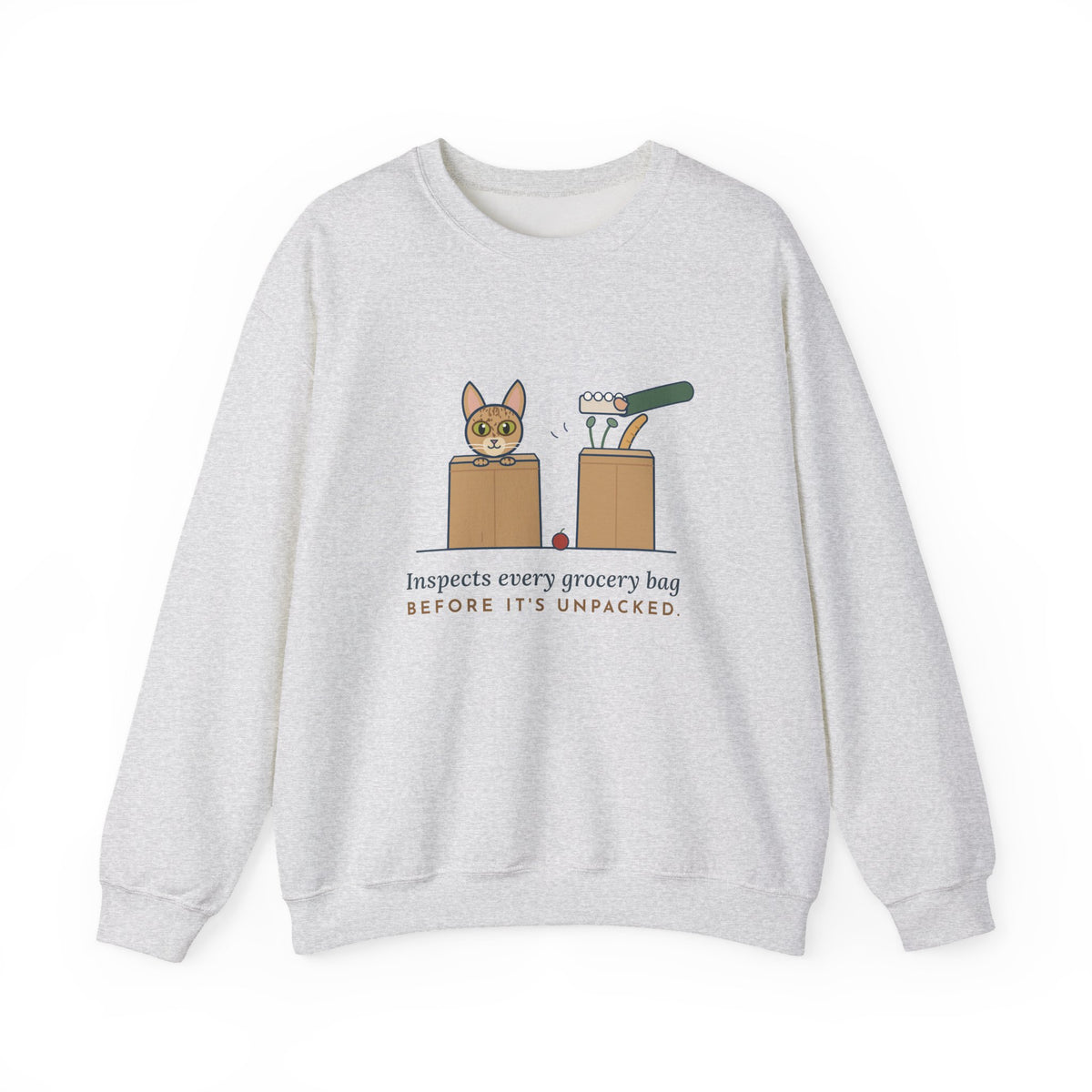 Singapura Cat Crewneck Sweatshirt - Inspects Every Grocery Bag Before It's Unpacked