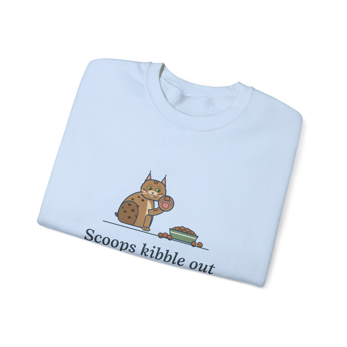 Pixiebob Cat Crewneck Sweatshirt - Kibble Scooped With Her Mitten Paw