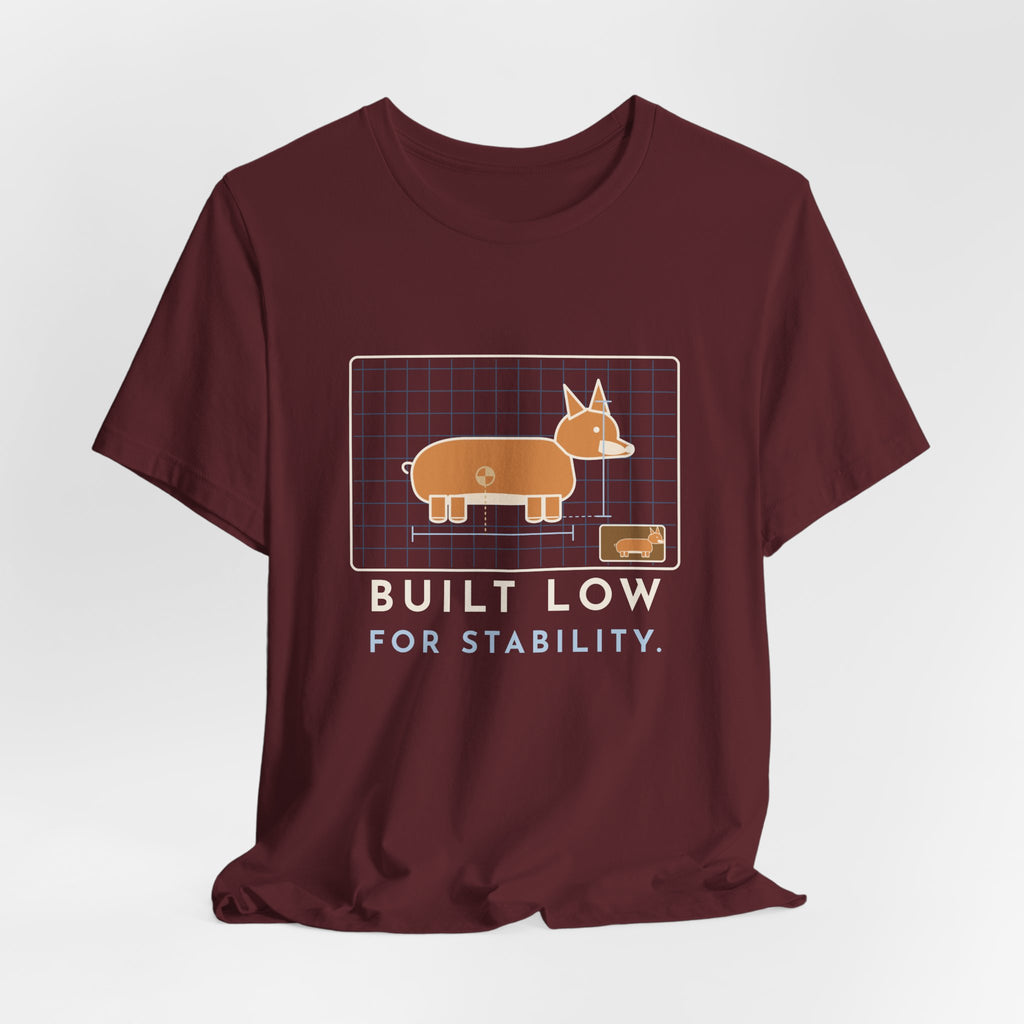 Corgi T-Shirt - Built Low for Stability Corgi Owner Blueprint Tee