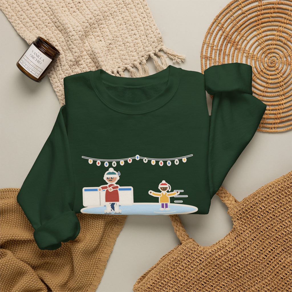 Ice Skating Sweatshirt, Held the Wall for an Hour, A Six-Year-Old Skated Past Me Backward, Funny Outdoor Rink Crewneck