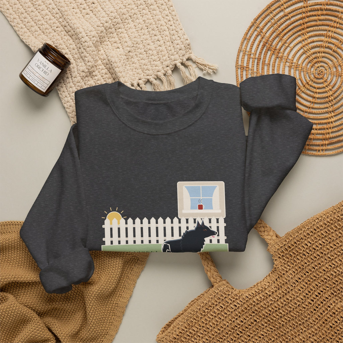 Schipperke Crewneck Sweatshirt - Patrolled the Fence Line Eleven Times Before Breakfast