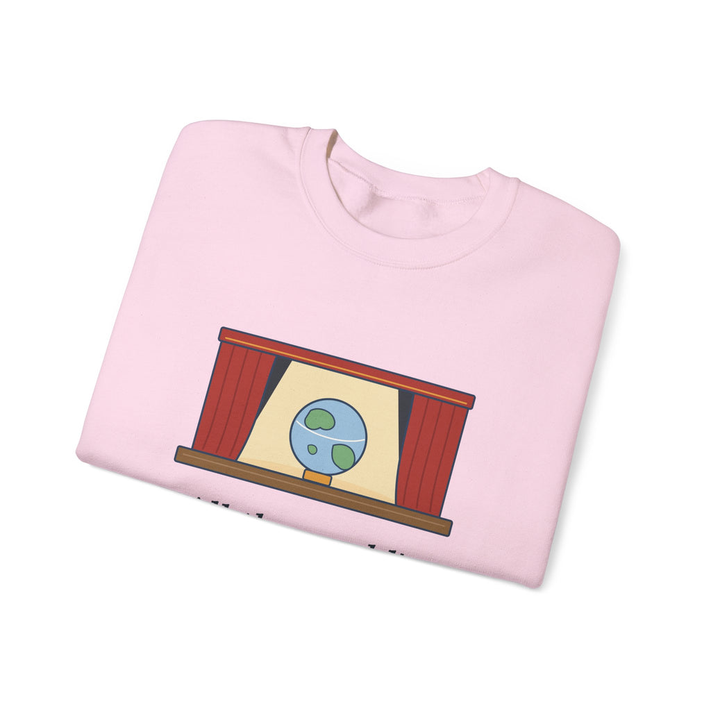 All the World's a Stage Sweatshirt, Theatre Shakespeare Quote Crewneck with Globe on Stage