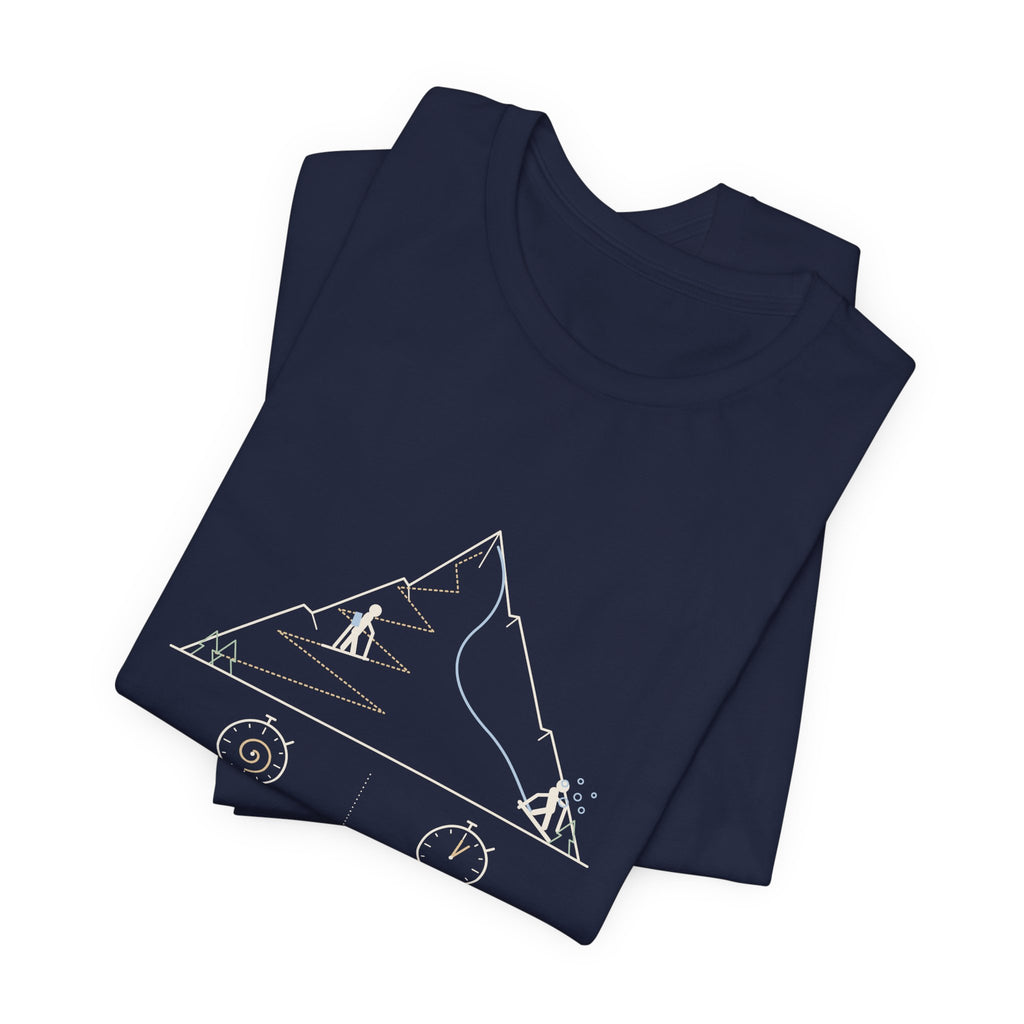 Ski Touring T-Shirt - Ninety Minutes Up. Four Minutes Down. Funny Backcountry Ski Tee