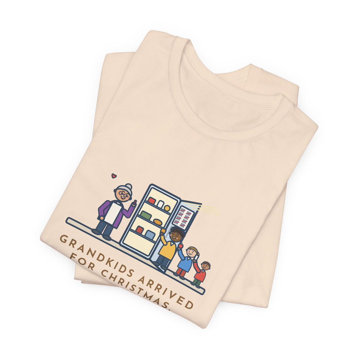 Funny Grandkids at Christmas T-Shirt, Arrived for the Holiday, The Fridge Door Opened Forty Times in the First Hour, Fridge Tally Tee