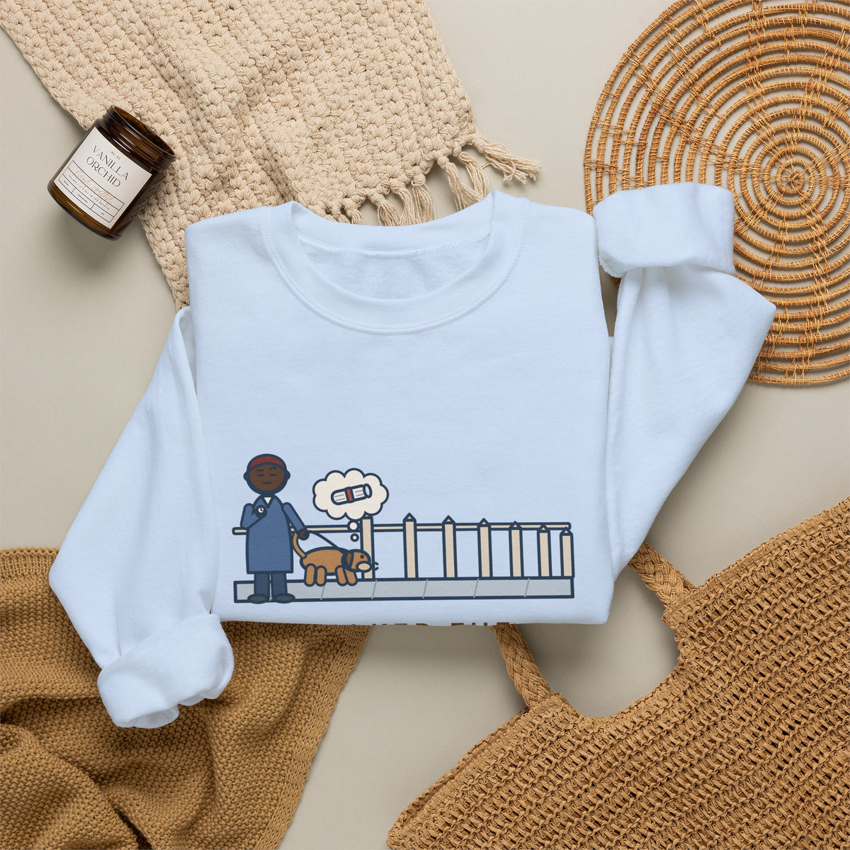 Dog Walker Sweatshirt, Walked the Dog One Block, Took Forty Minutes, Funny Fence Post Sniff Crewneck