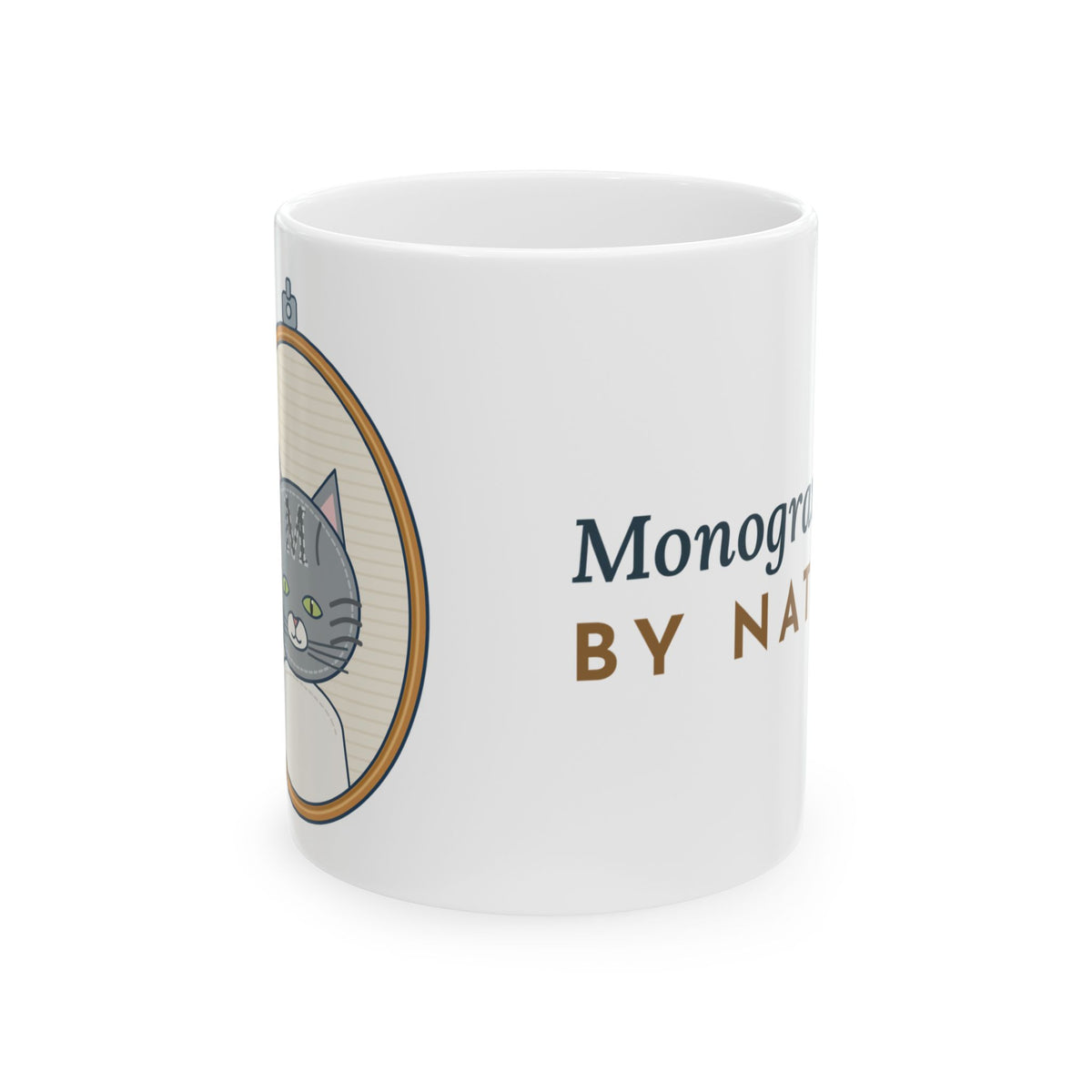 Gray Tabby Cat Coffee Mug - Forehead M Initial, Nature's Own Letter Cat Lover Mug