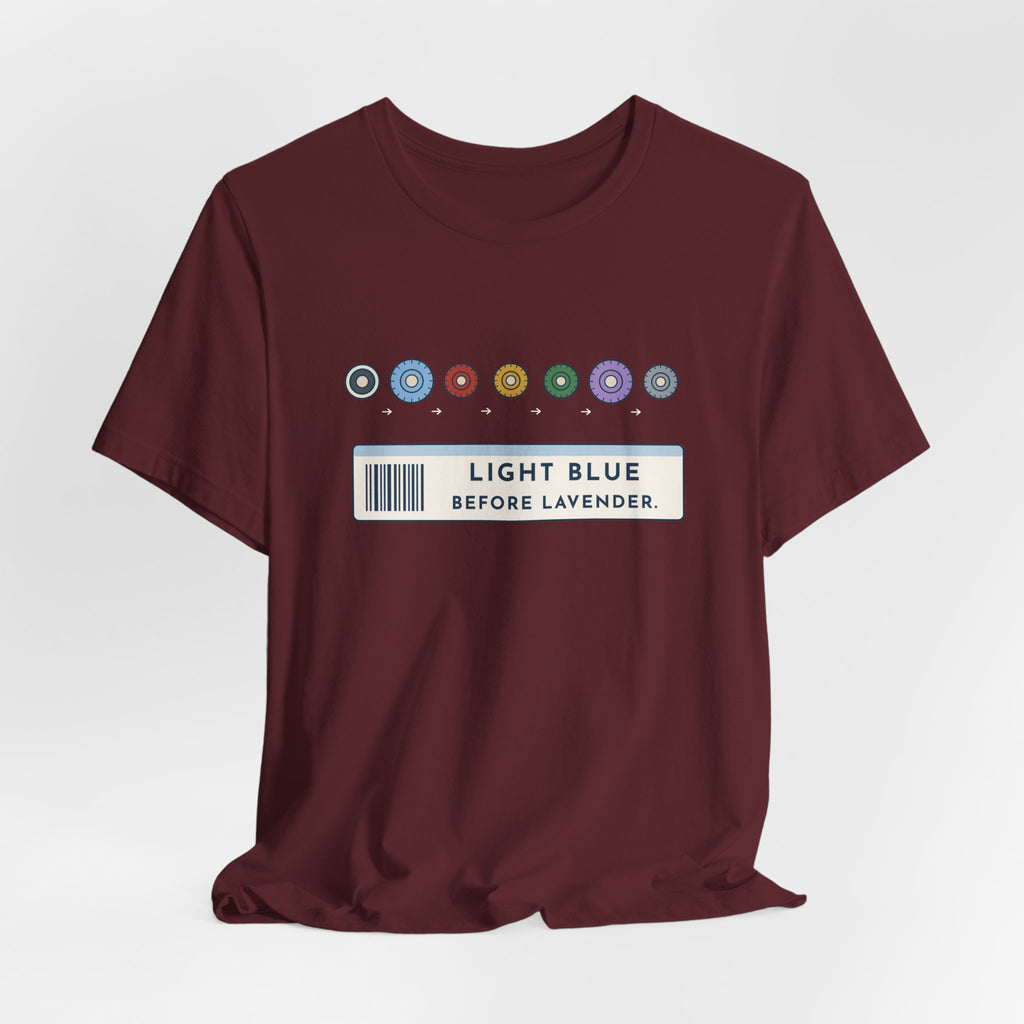 Phlebotomist T-Shirt - Light Blue Before Lavender Order of Draw Tee