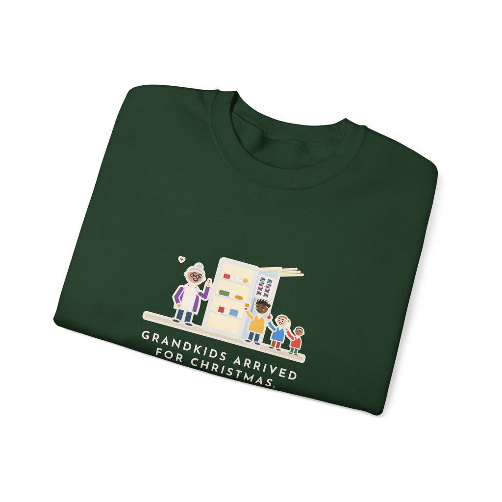 Grandkids at Christmas Sweatshirt, Arrived for the Holiday, The Fridge Door Opened Forty Times in the First Hour