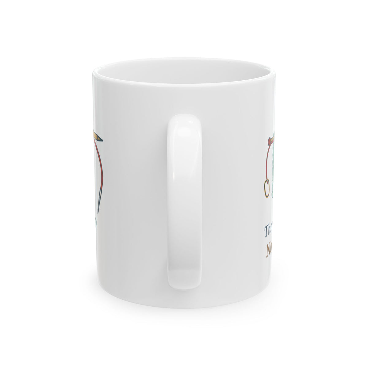 Lace Knitting Coffee Mug - Threaded a Lifeline. Now I'm Brave. Knitter Gift Mug