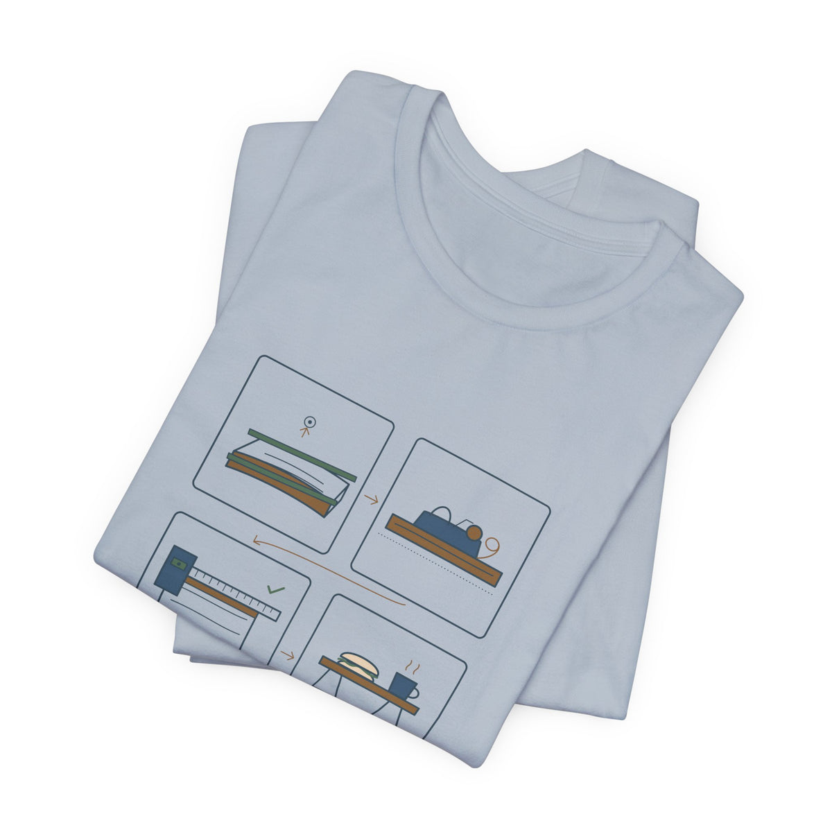 Woodworking T-Shirt - Flat, Straight, Square. Then Lunch. Woodworker Tee